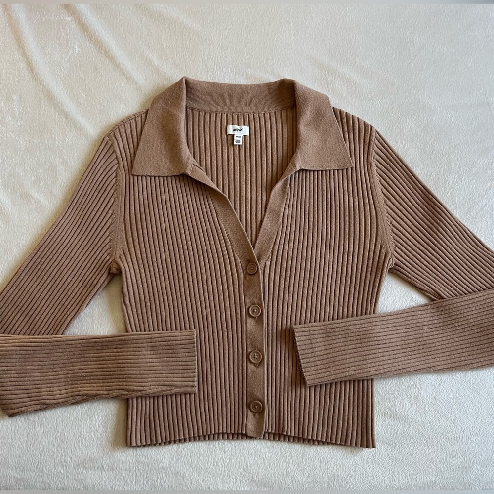 sold✨ aerie gotta jet! ribbed polo cardigan top - size m